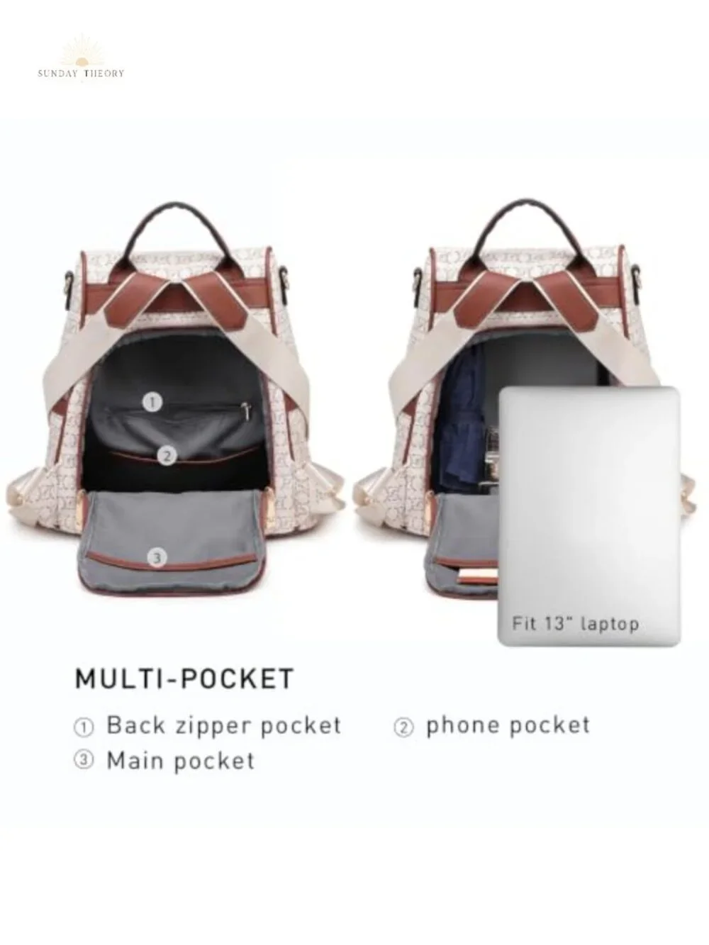 Convertible Anti-Theft Vegan Leather Backpack Purse with Wristlet